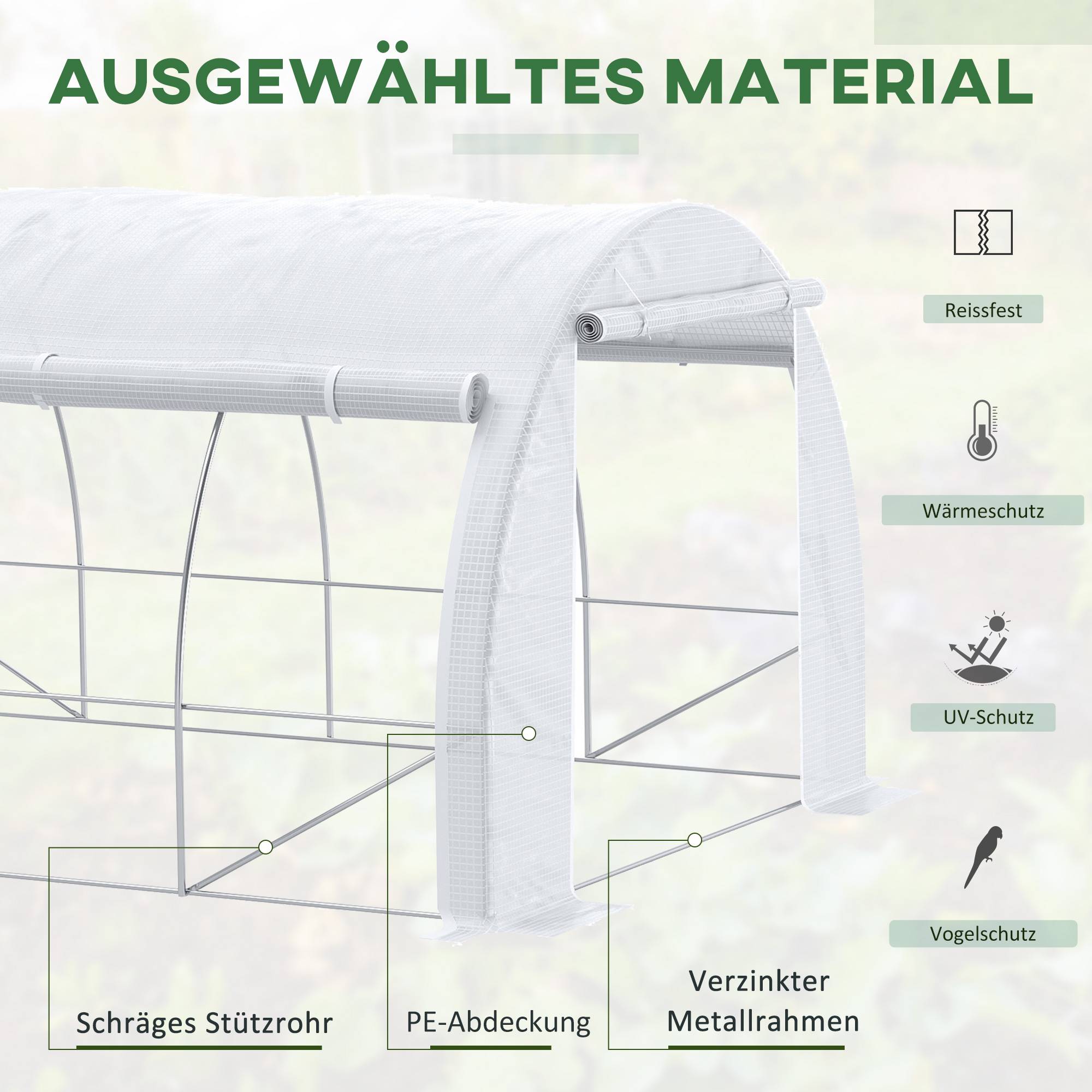 Grande serre maraîchère Acier Galvanisé et PE Culture potagère Murs relevables 4x3x2m Blanc - ComfortXL Outdoor Living - Image 6