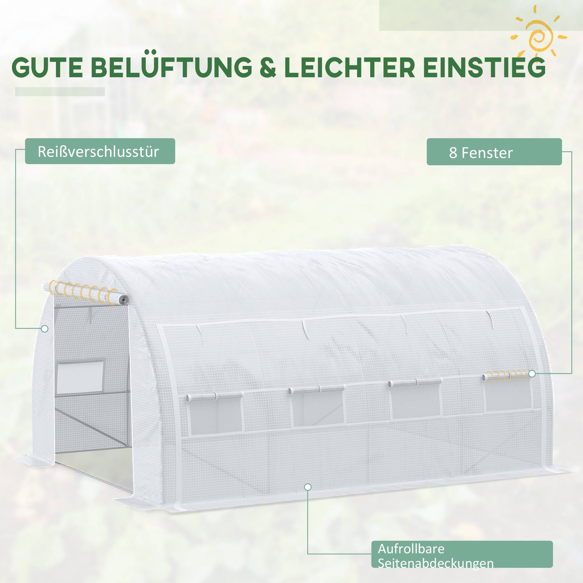 Grande serre maraîchère Acier Galvanisé et PE Culture potagère Murs relevables 4x3x2m Blanc - ComfortXL Outdoor Living - Image 7