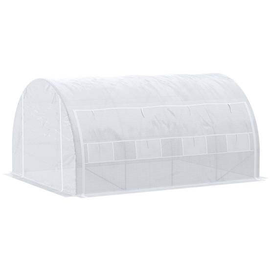 Grande serre maraîchère Acier Galvanisé et PE Culture potagère Murs relevables 4x3x2m Blanc - ComfortXL Outdoor Living - Image 2