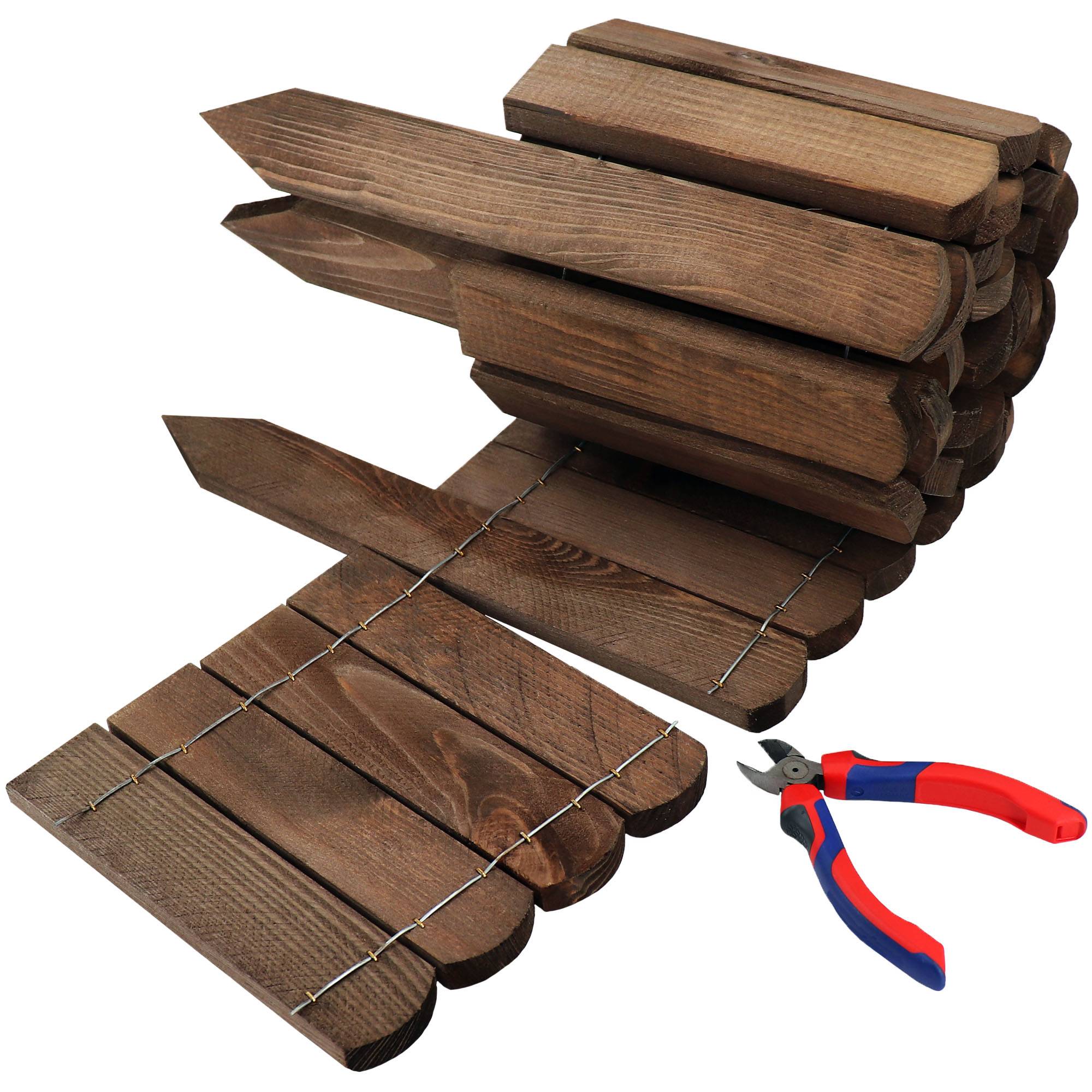 2x Clôture bois rouleau Marron 40x200 cm – Grande bordure jardin, séparation pelouse, massif, extérieur - Image 6