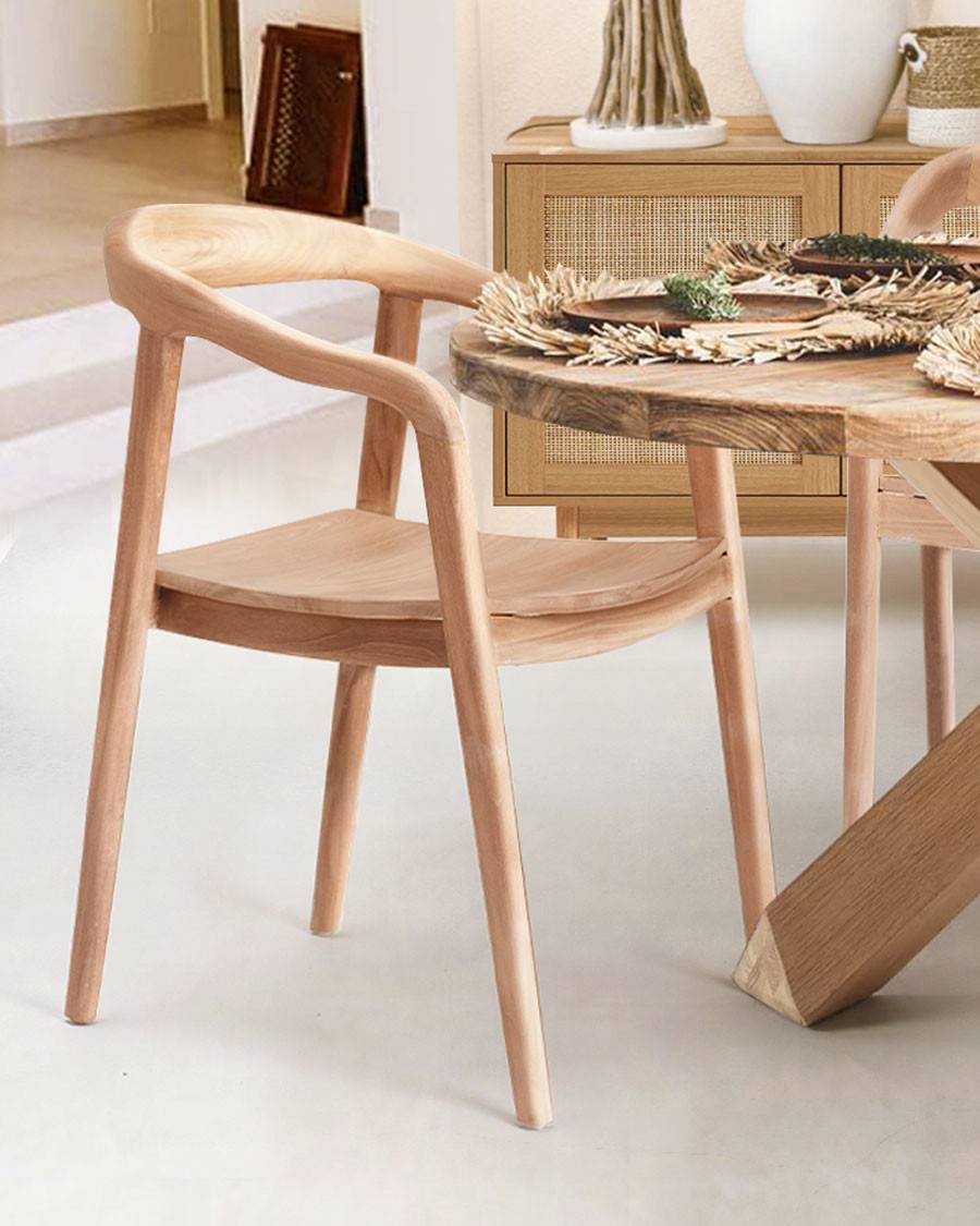 Charline - Lot de 2 chaises Charline en teck massif - UNIQKA - Image 1
