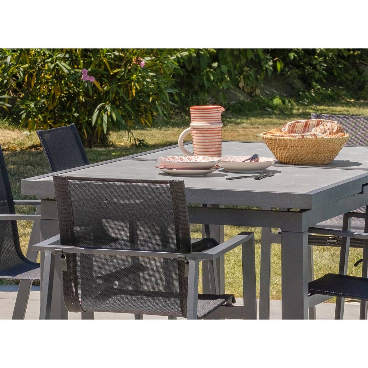 Dcb Garden - Table de Jardin Extensible en Céramique "Venise" 190-250cm Gris Anthracite - Image 3