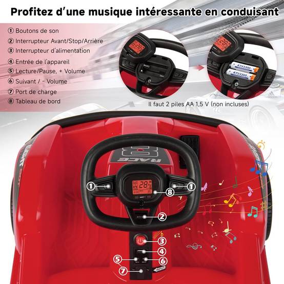 0 - Kart à pédales voiture pour enfants - ORYXEARTH - Rouge - 6V - Electrique - 4 roues - Image 4