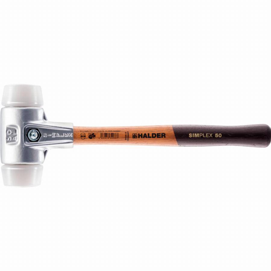 Maillet HALDER SIMPLEX Superplastique avec boîtier en aluminium et manche en bois - D=50 mm - 3107.050