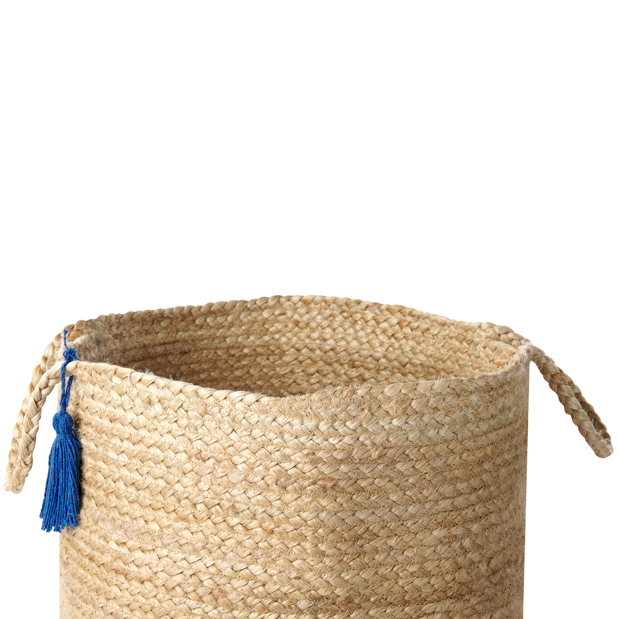 Beliani - Paniers Beige et Bleu Marine en Jute 50 cm Ronds Faits Main Rangement Intérieur pour Linge Facile à Entretenir Corbeilles Lot de 2 - Image 4