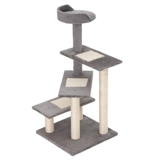 Arbre à Chat Design Spirale 100 cm avec Plateformes Griffoir en Sisal pour 3 Chats Gris Beige - ComfortXL Outdoor Living - Image 2