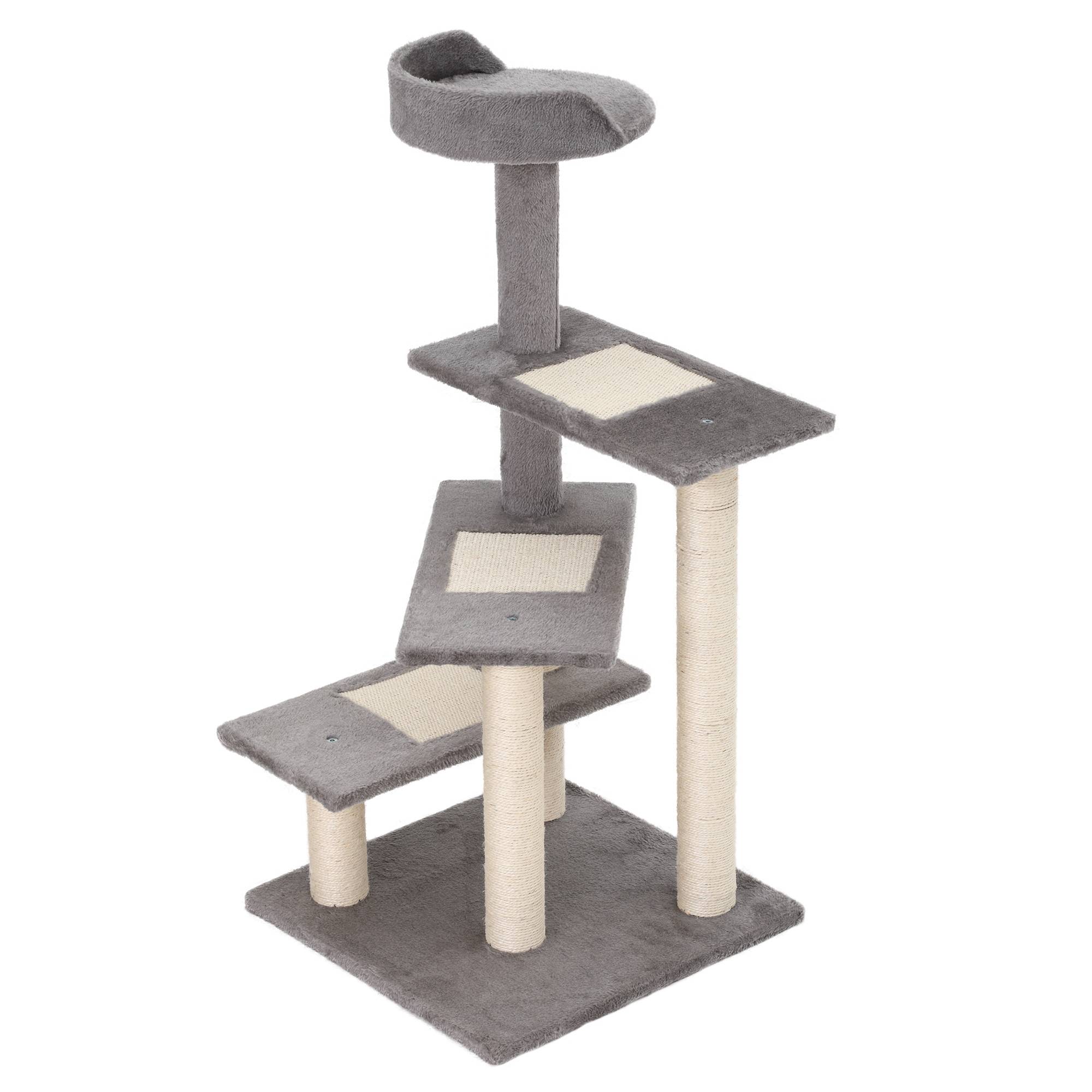Arbre à Chat Design Spirale 100 cm avec Plateformes Griffoir en Sisal pour 3 Chats Gris Beige - ComfortXL Outdoor Living - Image 2