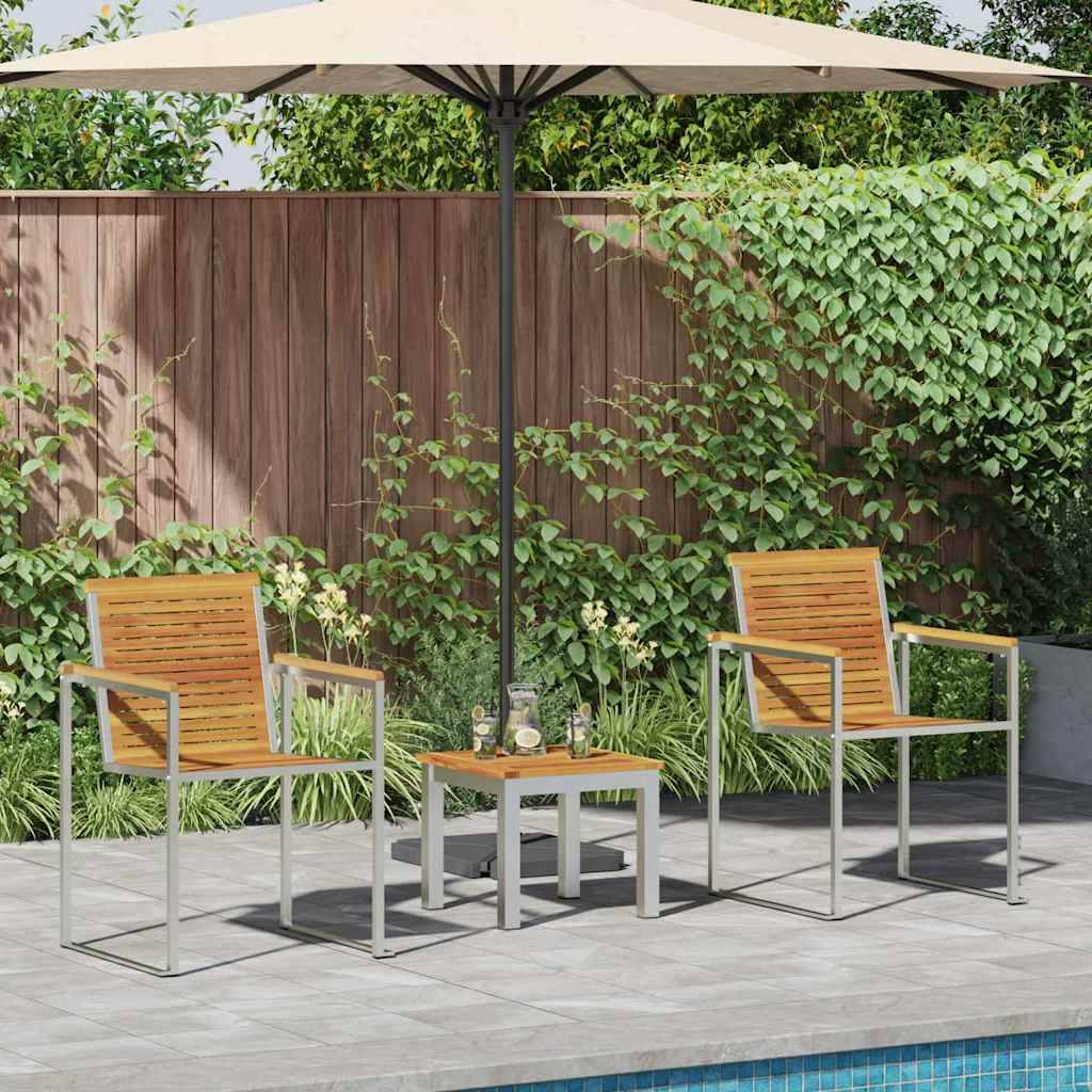 Transat | Bain de soleil | Chaise longue 3 pcs Marron Bois d'Acacia Massif - Image 2