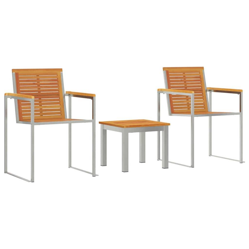 Transat | Bain de soleil | Chaise longue 3 pcs Marron Bois d'Acacia Massif - Image 1