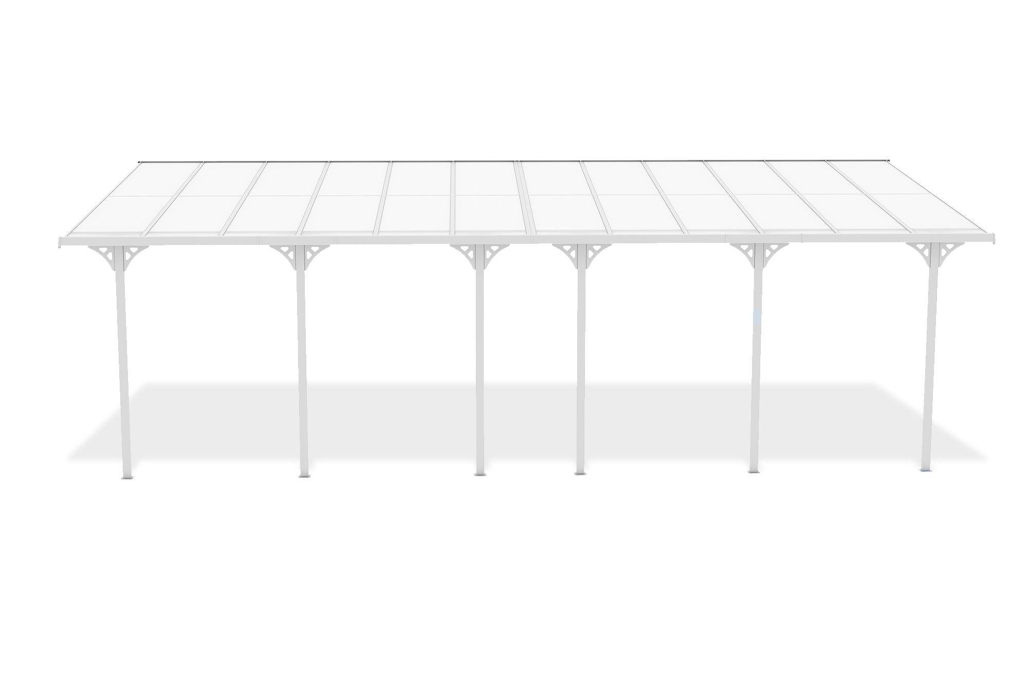 CAZEBOO - Cazeboo Pergola/Carport adossée 24 m² KLEO 8x3 m blanc - toit terrasse en aluminium et polycarbonate - Image 3