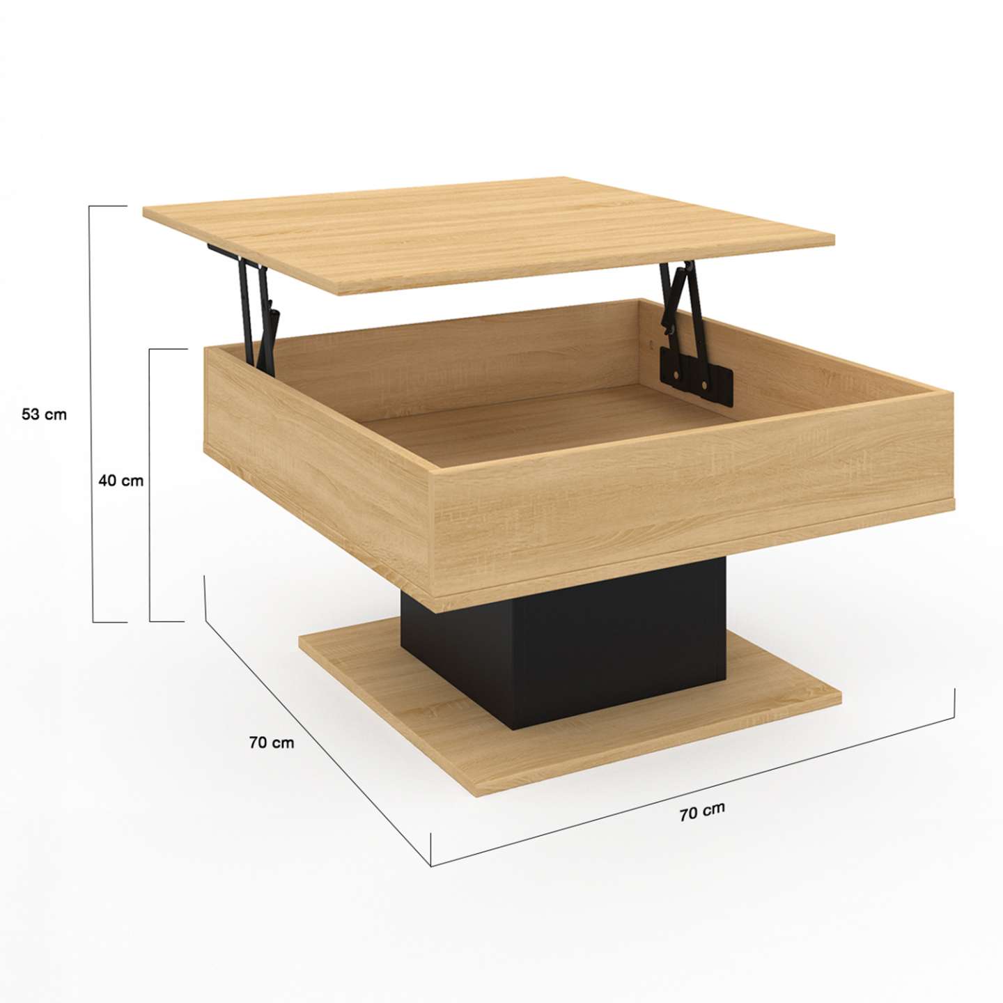Table basse plateau relevable EDEN carrée bois et noir - Image 5