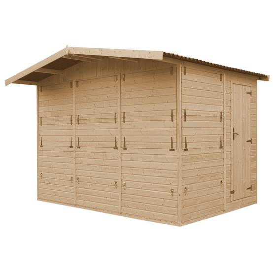 Timbela - Maison de jardin en boisH232x336x263 cm / 6 m² - Étal de marché en bois avec comptoir - 17 mm d’épaisseur - Timbela M150B - Image 6