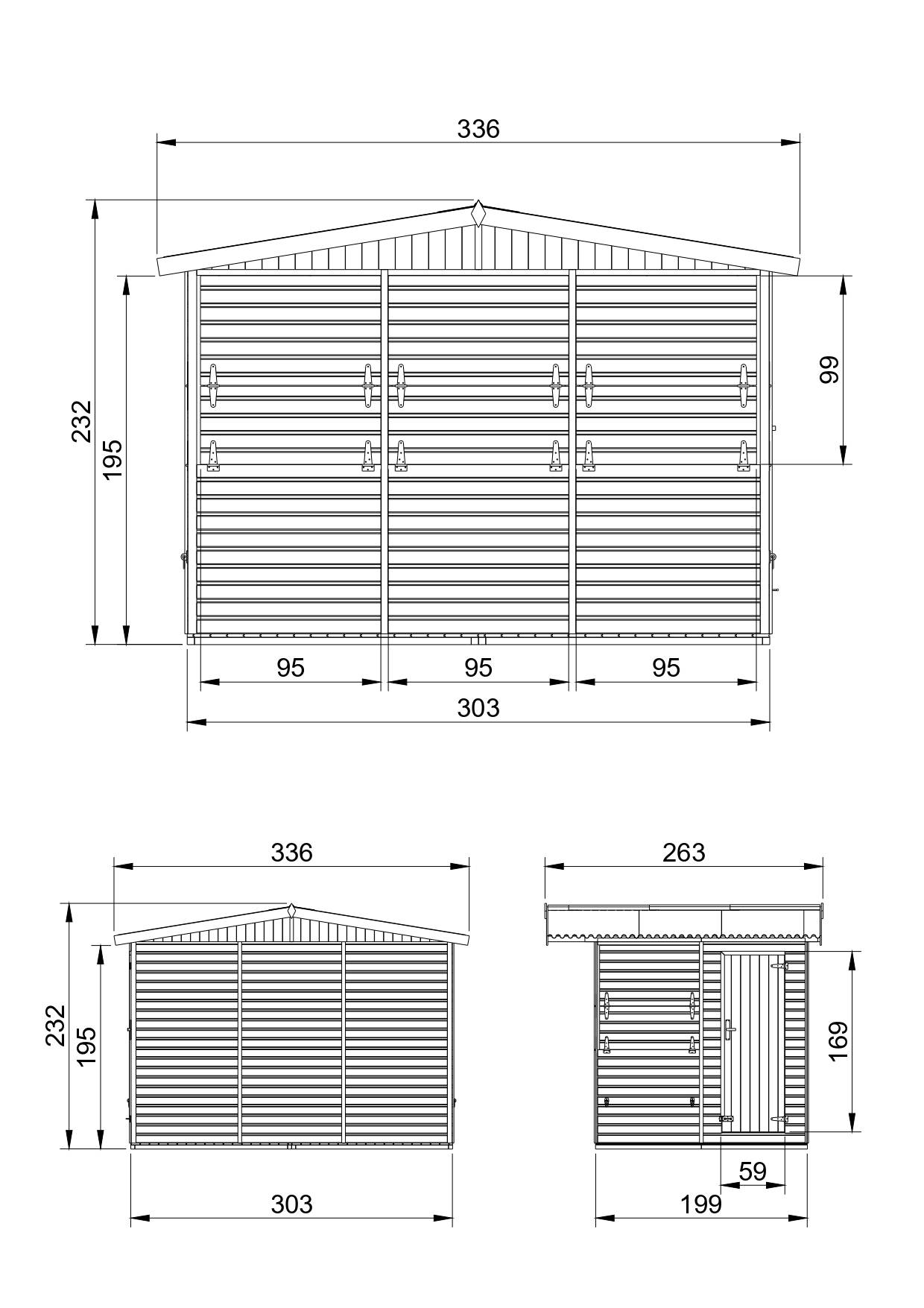 Timbela - Maison de jardin en boisH232x336x263 cm / 6 m² - Étal de marché en bois avec comptoir - 17 mm d’épaisseur - Timbela M150B - Image 8
