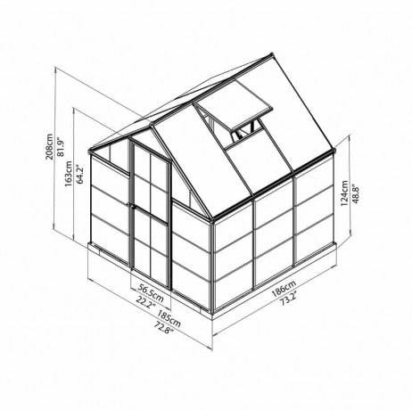 Canopia - Serre de jardin en polycarbonate Hybrid  3,44 m², Couleur Argent, Ancrage au sol Oui - Image 7