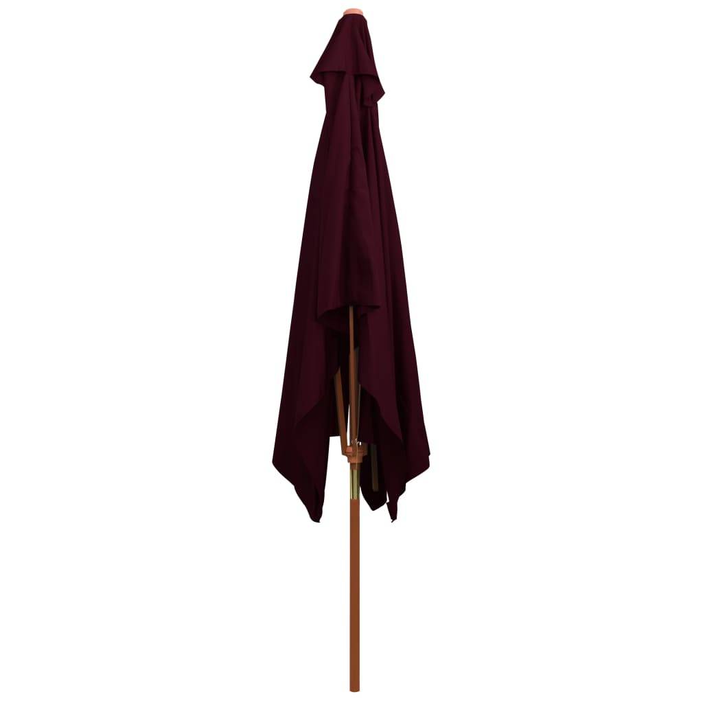 Helloshop26 - Parasol d'extérieur avec mât en bois 200 x 300 cm rouge bordeaux - Image 4