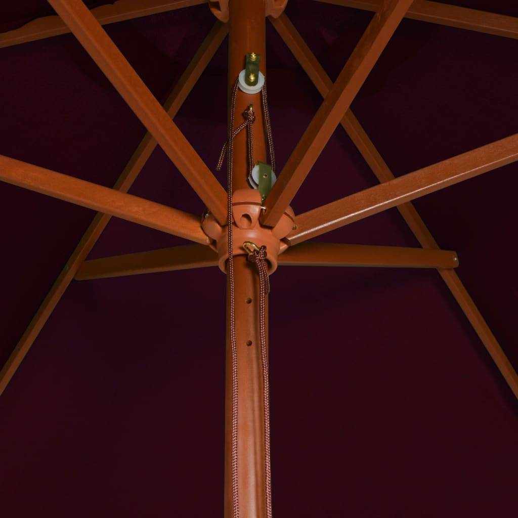 Helloshop26 - Parasol d'extérieur avec mât en bois 200 x 300 cm rouge bordeaux - Image 5