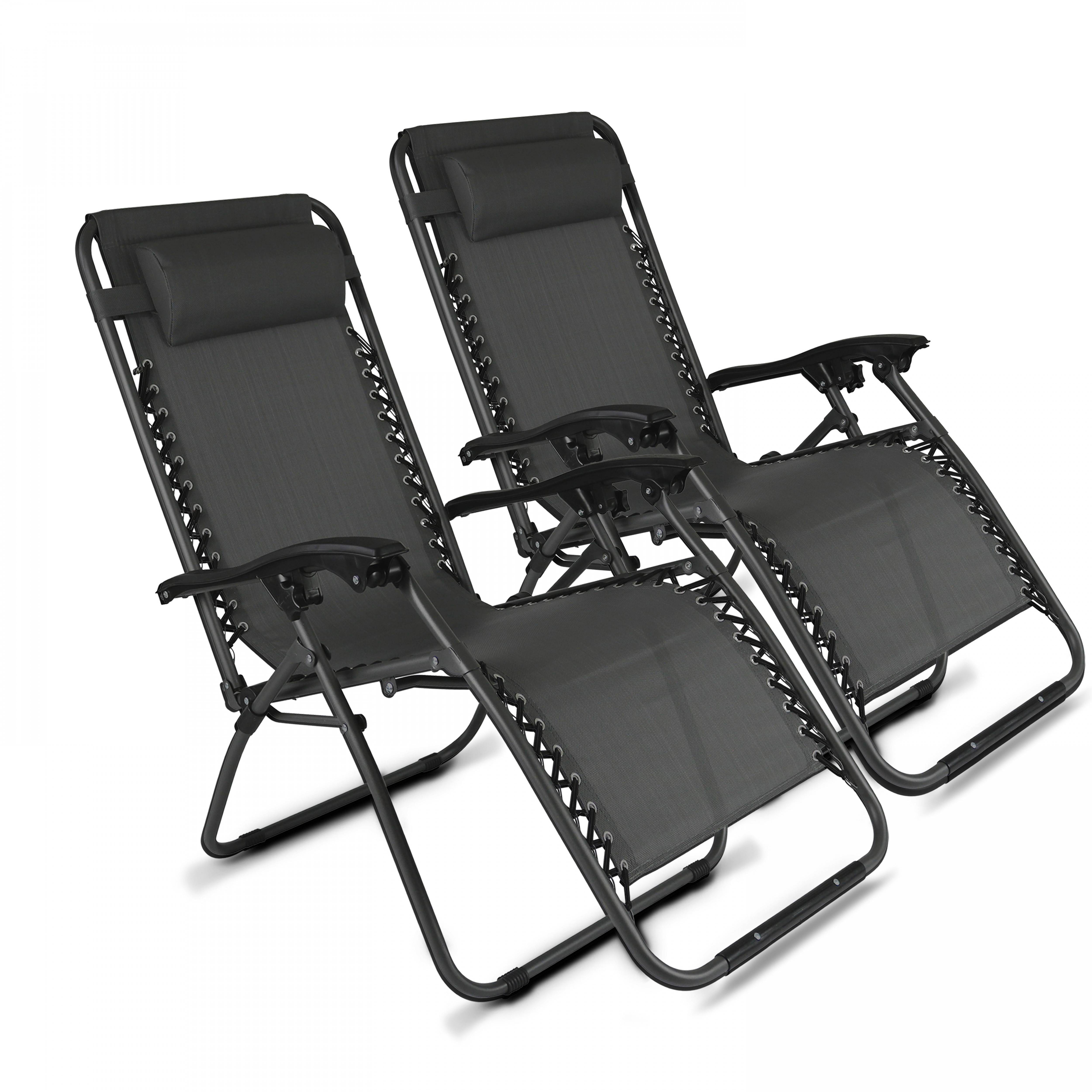 Oviala - Lot de 2 fauteuils lounge inclinable en acier gris Monaco - Oviala - Image 1