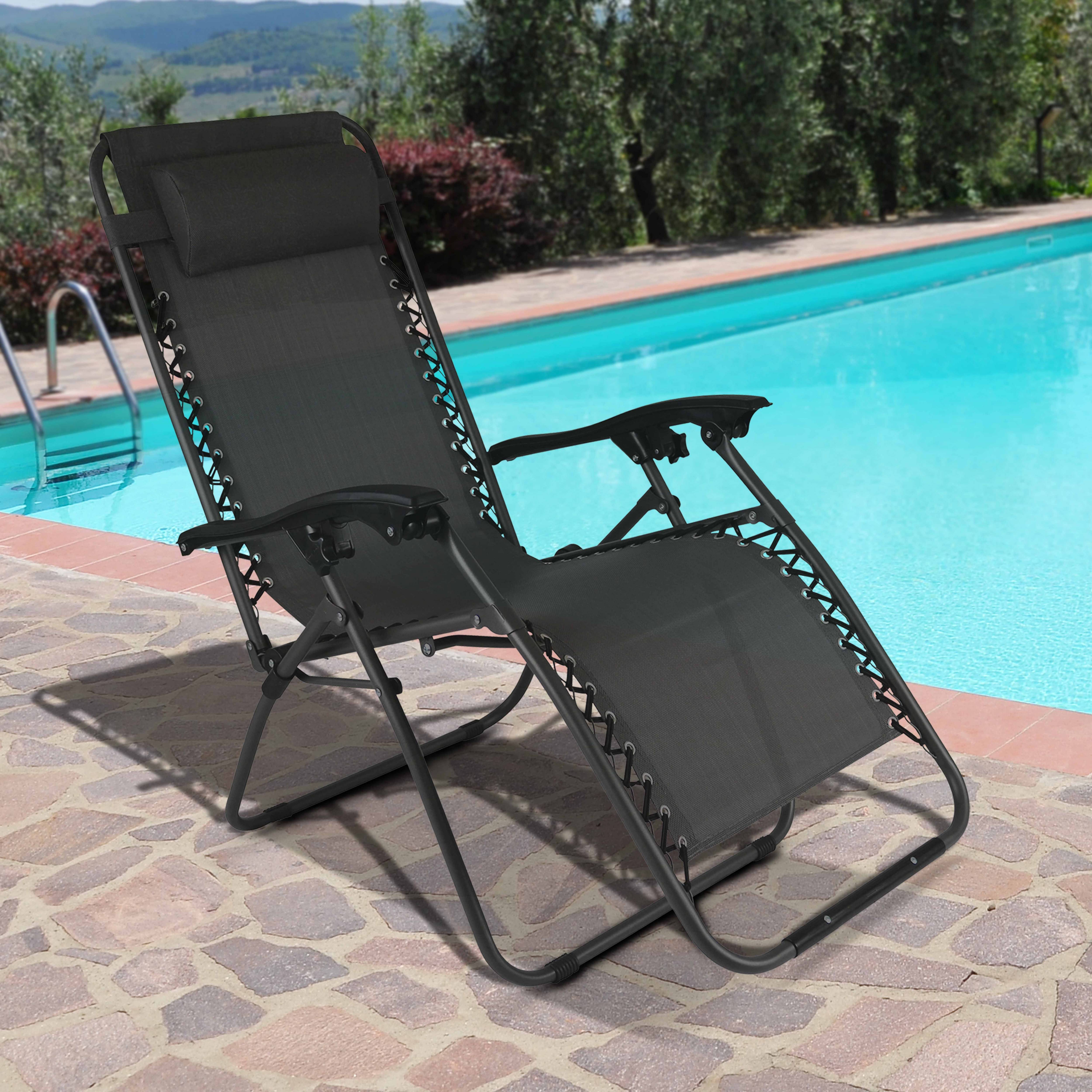 Oviala - Lot de 2 fauteuils lounge inclinable en acier gris Monaco - Oviala - Image 6
