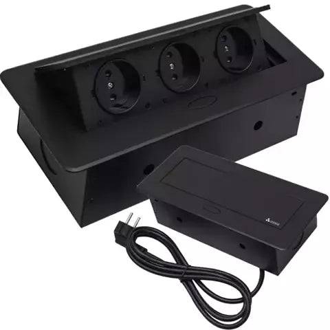 Importdistrib - Triple Prise Encastrable pour plan de travail 22 x 10,8 x 6,5 cm IMPORTDISTRIB