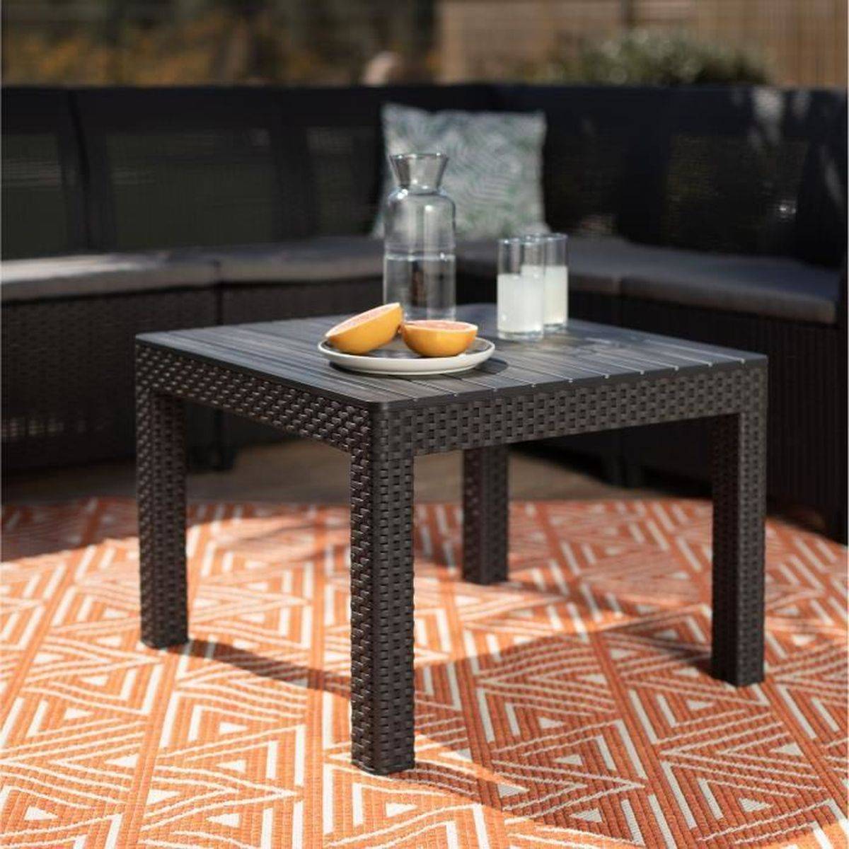 Salon d’angle de jardin 5 places gris graphite Sanremo - résine aspect rotin tressé - ALLIBERT by KETER - Image 5