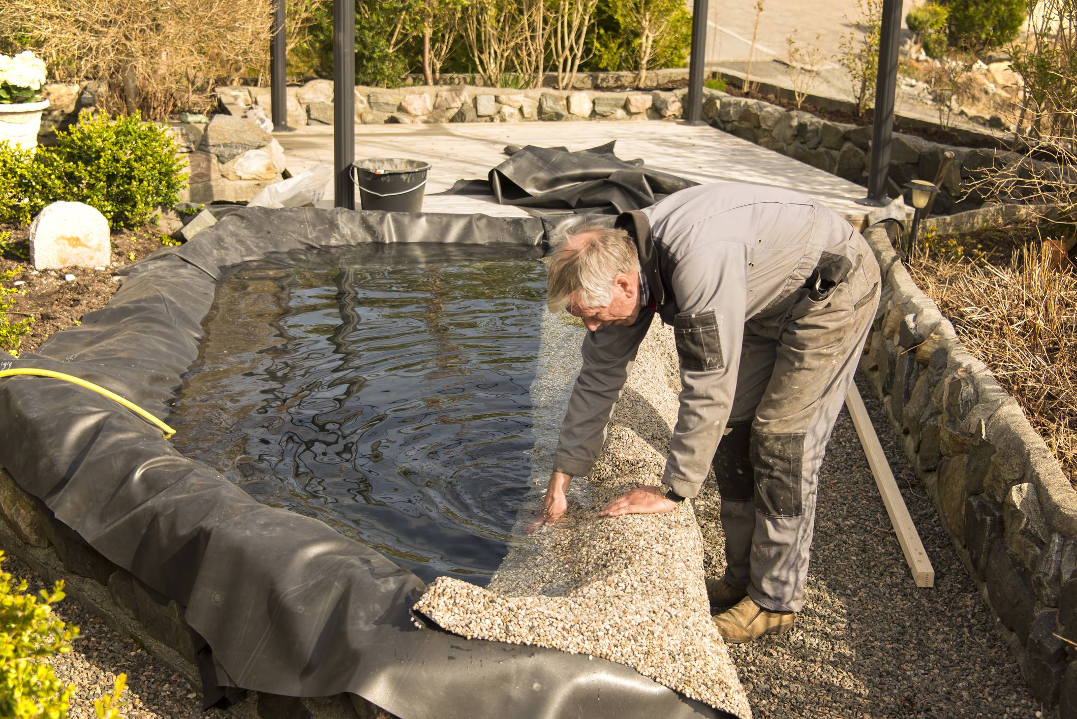 Bâche gravillonnée 1m x 0,6 m de large pour les bords de cours d'eau de jardin, revêtement de bassin, couleur sable - Image 4
