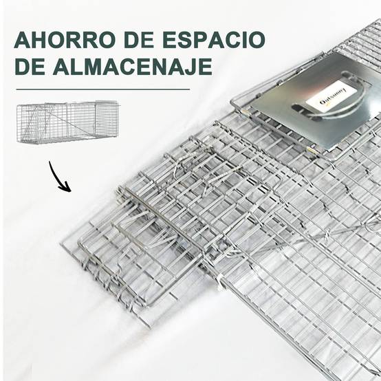Cage de capture pliable pour animaux vivants, 93 x 31 x 34,5 cm, en fil de fer, avec porte et poignée, pour lapins, couleur argent. - Image 9