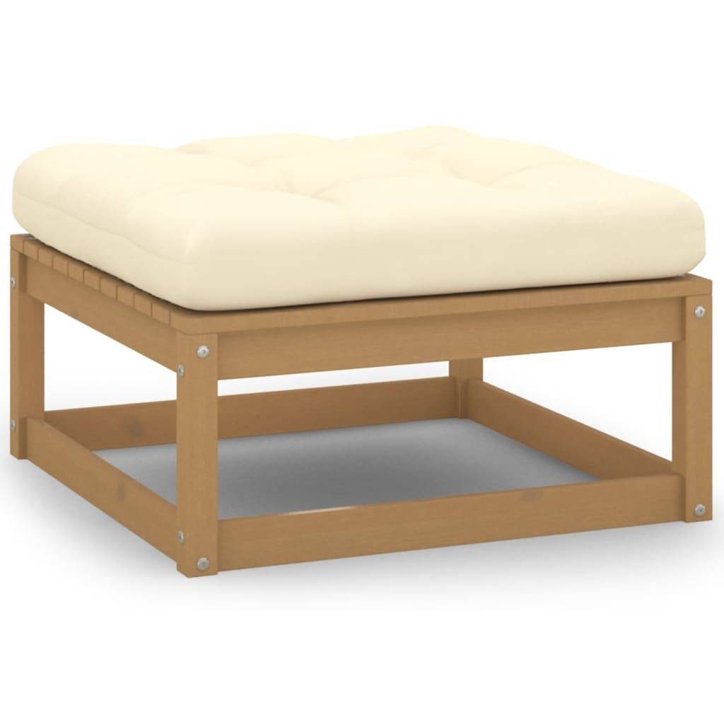 Helloshop26 - Salon de jardin meuble d'extérieur ensemble de mobilier 10 pièces avec coussins marron miel bois de pin - Image 5