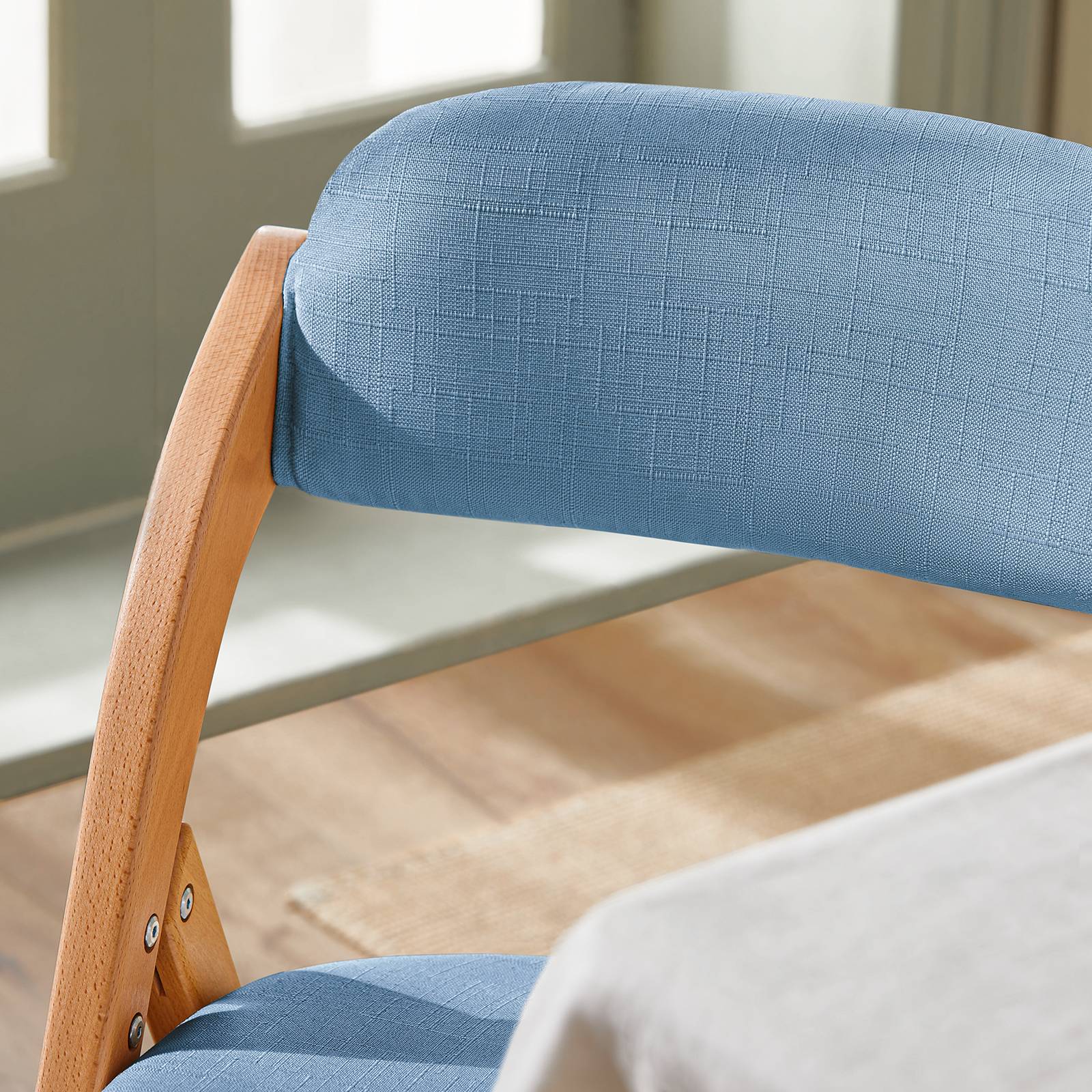 SoBuy Chaise Pliante Rembourrée Ergonomique en Bois pour Cuisine et Bureau - Compacte pour Petits Espaces, Bleu, Modèle FST92-BL - Image 8