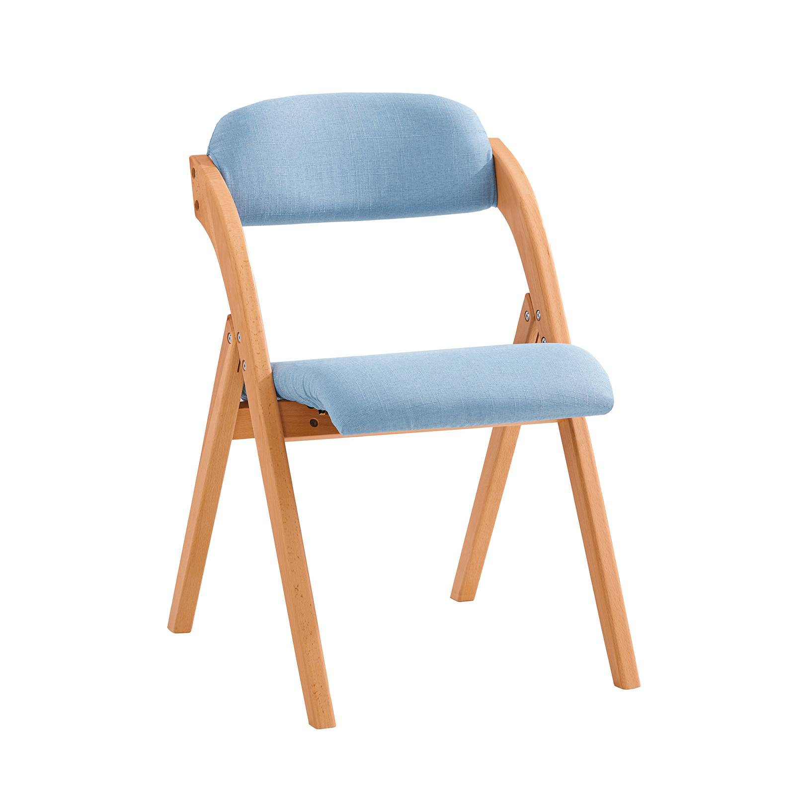SoBuy Chaise Pliante Rembourrée Ergonomique en Bois pour Cuisine et Bureau - Compacte pour Petits Espaces, Bleu, Modèle FST92-BL - Image 1