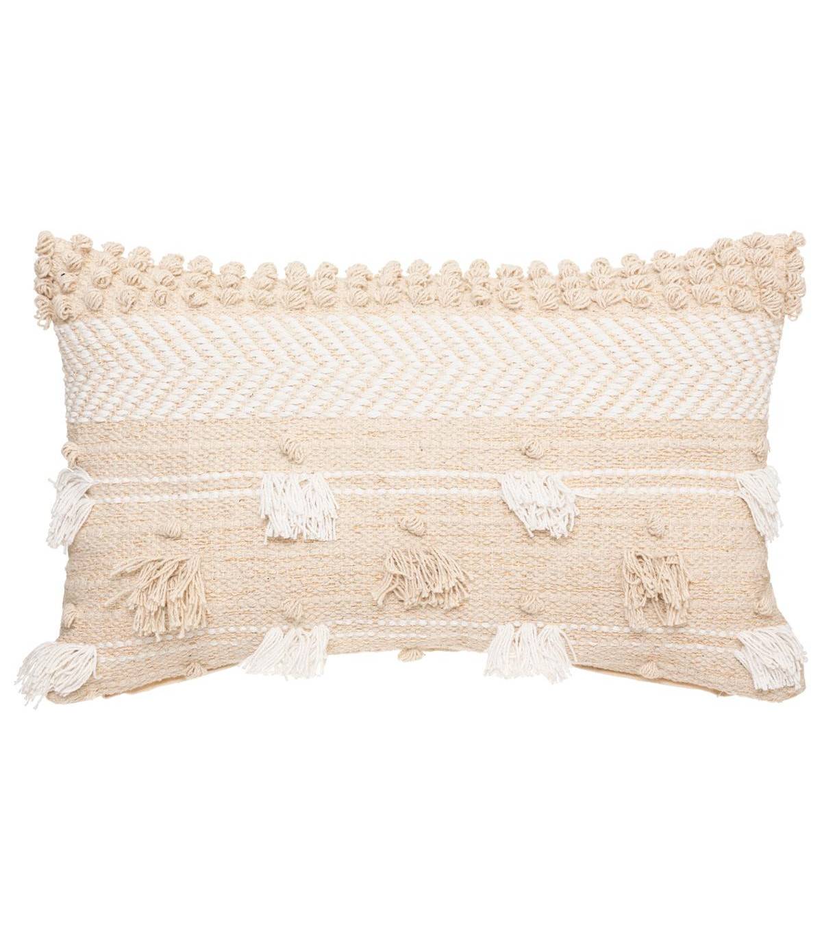 Coussin déhoussable Jacquard sable 30 x 50 cm - Image 1