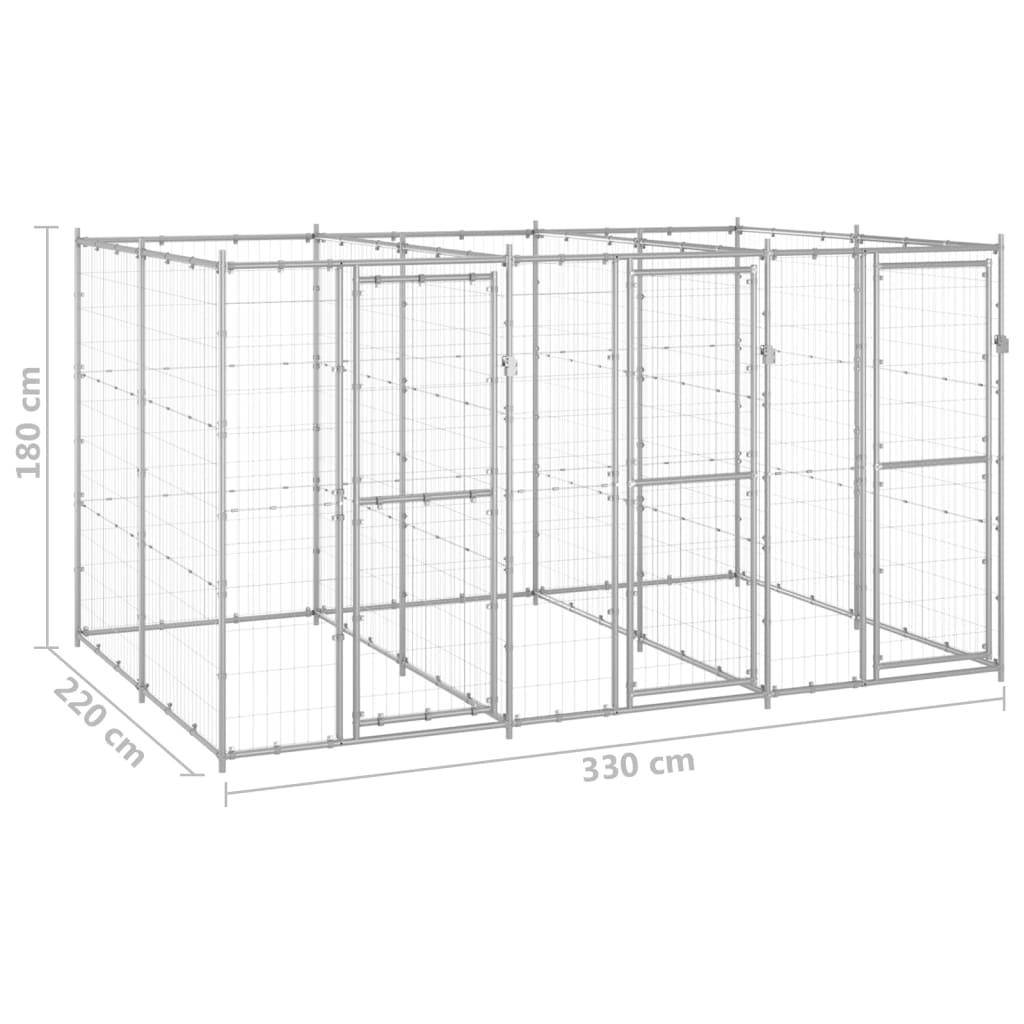 Helloshop26 - Chenil extérieur cage enclos parc animaux chien extérieur acier galvanisé 7,26 m² - Image 2
