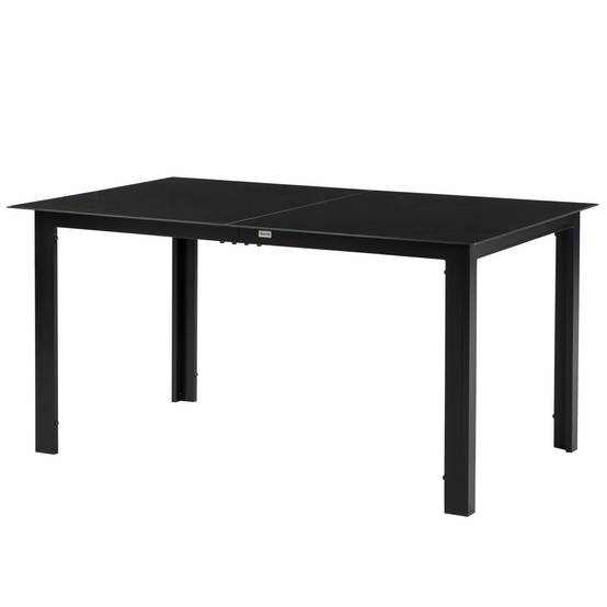 Table d'extérieur rectangulaire avec structure en aluminium et plateau en verre, charge maximale de 50 kg, pour jardin, 150 x 90 x 74 cm, noire - Image 2