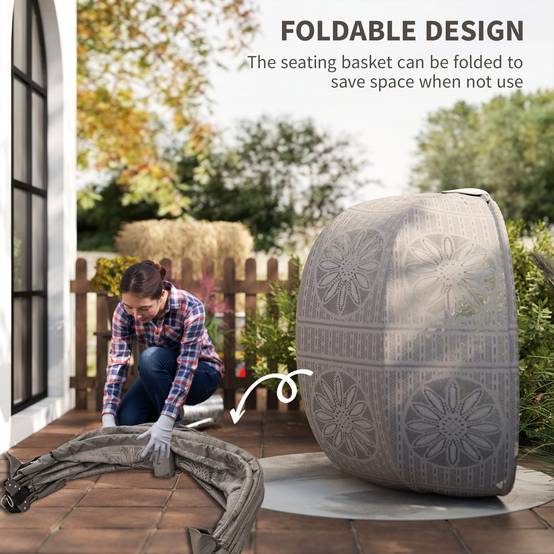 Fauteuil suspendu avec support, balancelle suspendue en forme d'œuf avec coussin amovible et lavable, hamac pour 2 personnes - Image 8