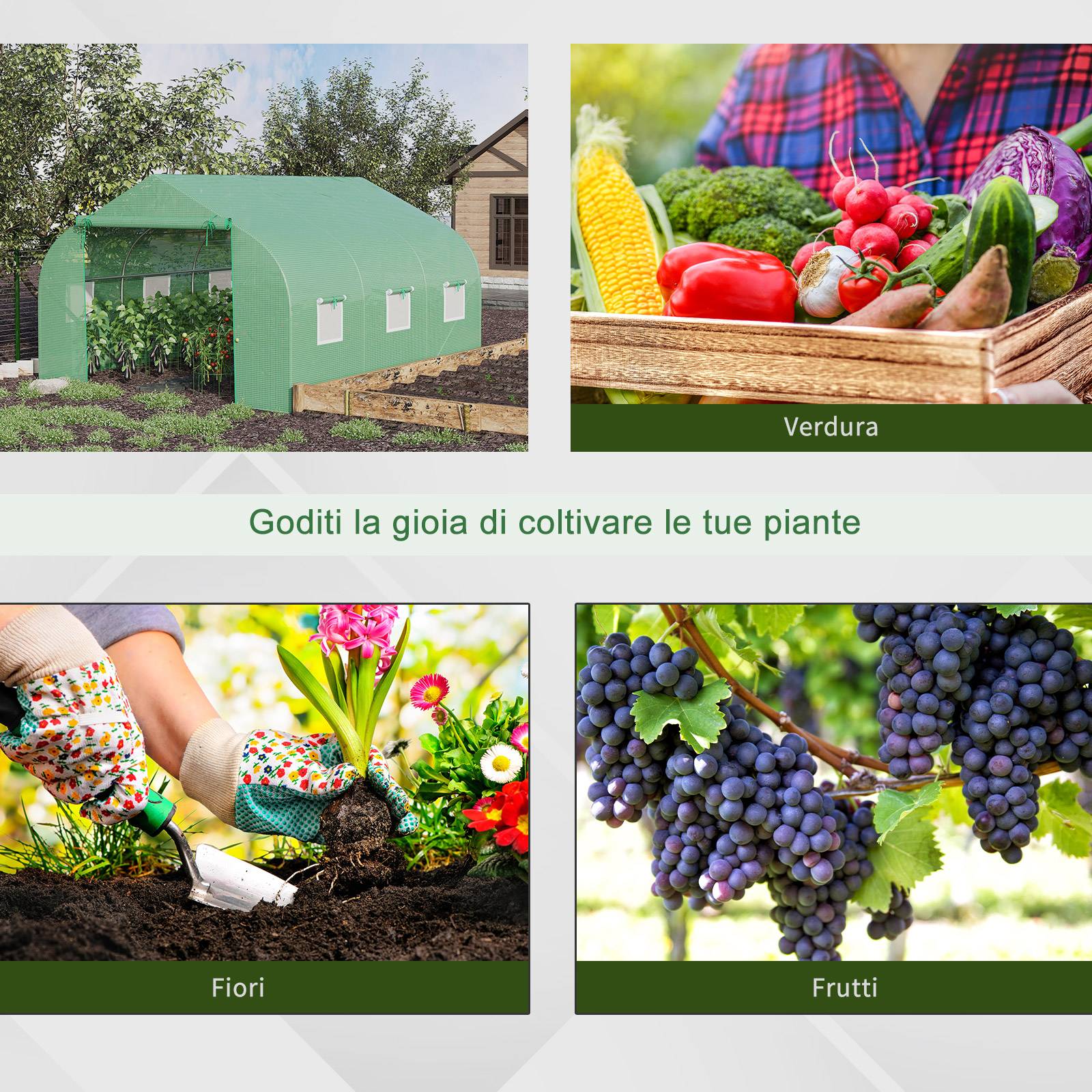 Sans Marque - Serre tunnel jardin 3,5x3x2 m toit incliné PE serre potagère ventilation 6 fenêtres porte enroulable culture légumes fleurs fruits serre verte jardin - Image 8