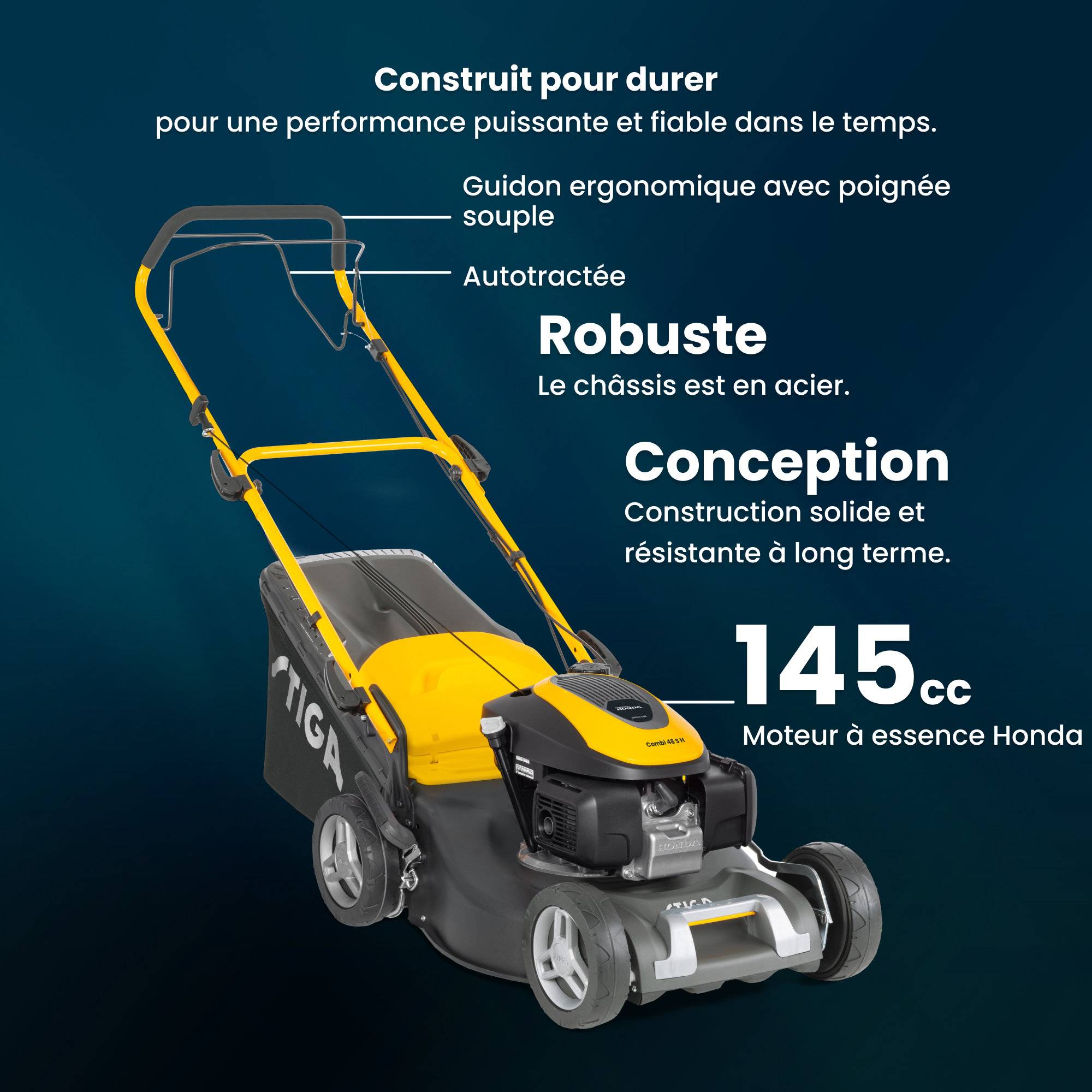 Stiga - Tondeuse Combi 48 S H, moteur Honda 145cc, largeur 46cm, bac 60L - STIGA - Image 2