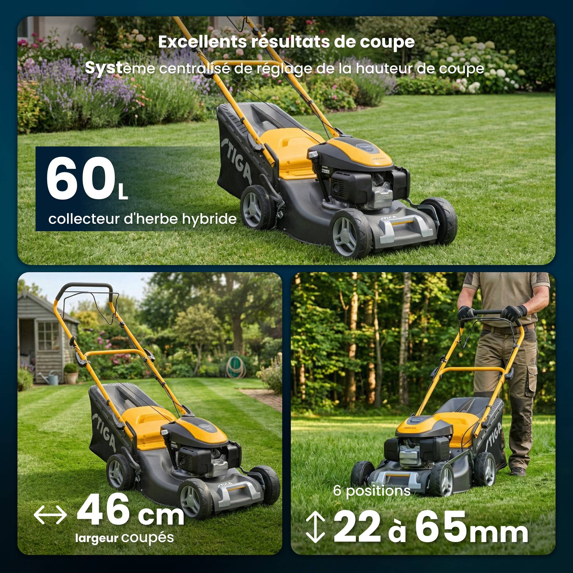 Stiga - Tondeuse Combi 48 S H, moteur Honda 145cc, largeur 46cm, bac 60L - STIGA - Image 4