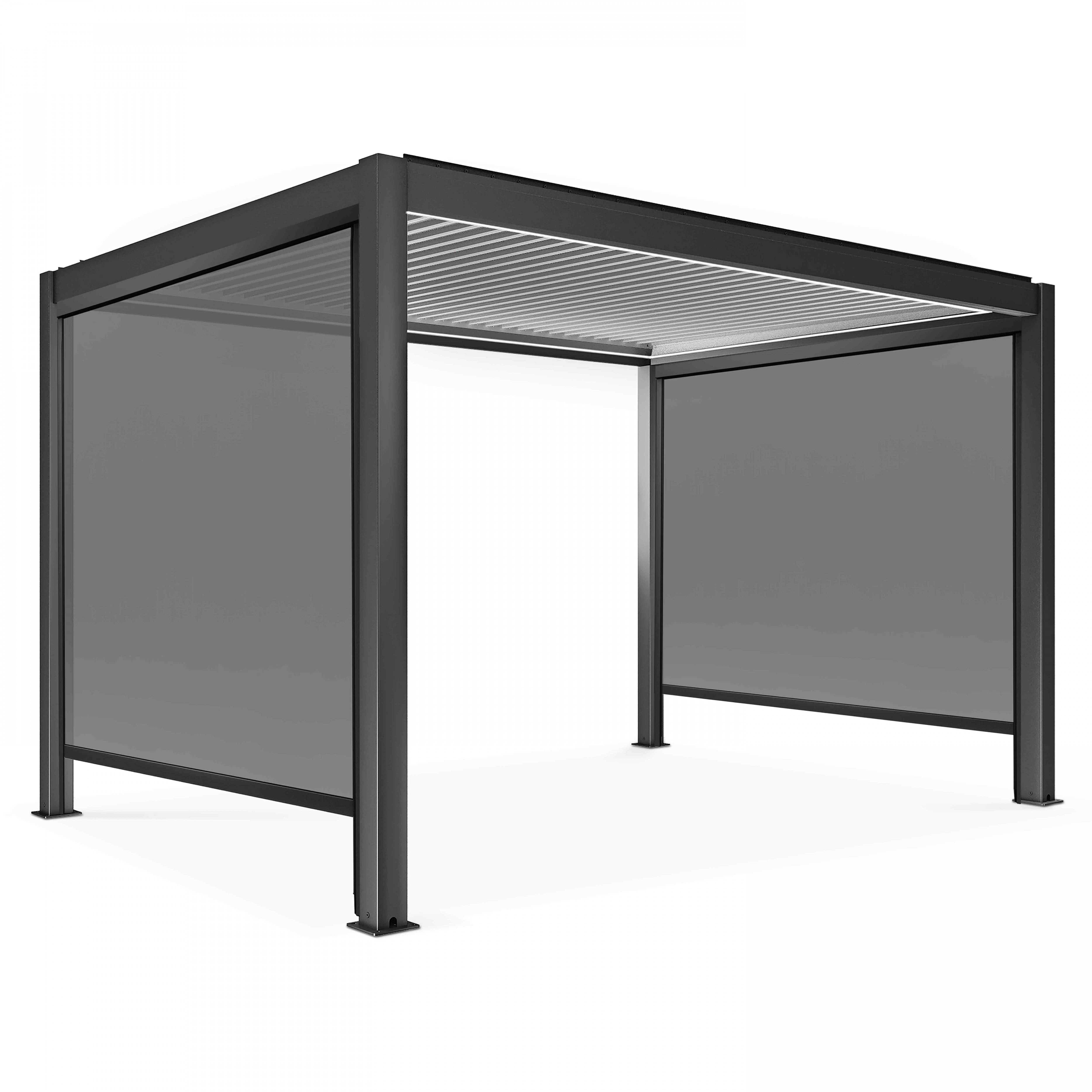 Oviala - Pergola bioclimatique autoportée motorisée éclairée 3x4m et 2 stores Kavala - Oviala - Image 2