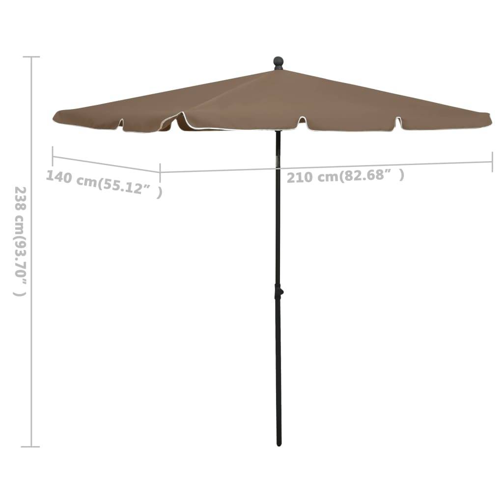 Helloshop26 - Parasol de jardin avec mât 210 x 140 cm taupe - Image 6