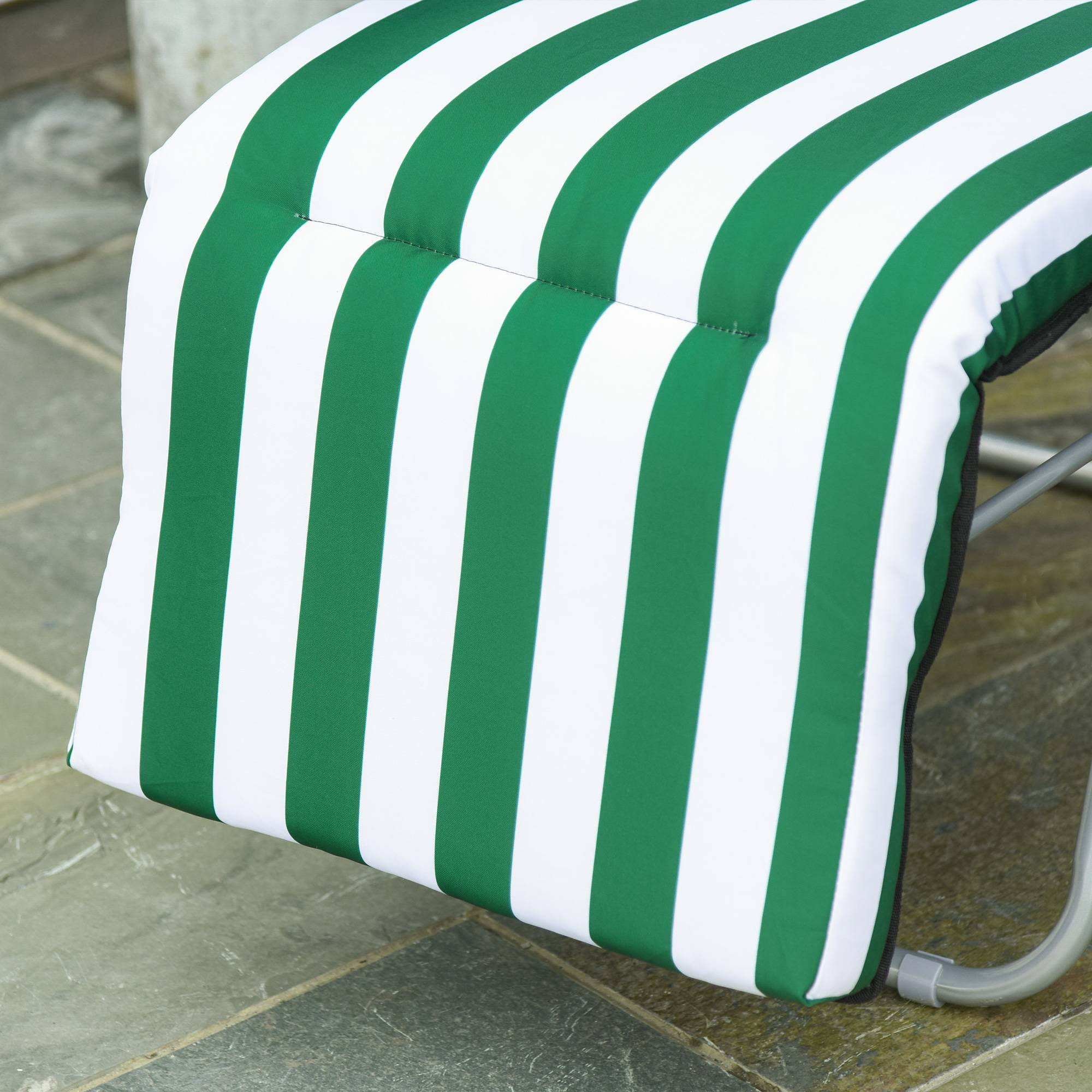 Outsunny - Chaise longue bain de soleil Lot 2 adjustable pliable transat lit de jardin acier vert blanc - Outsunny - Image 9