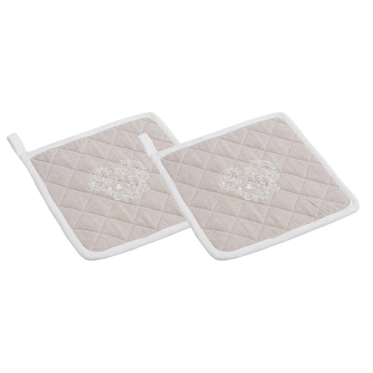 Aubry Gaspard - Manique beige en lin et coton (Lot de 2)