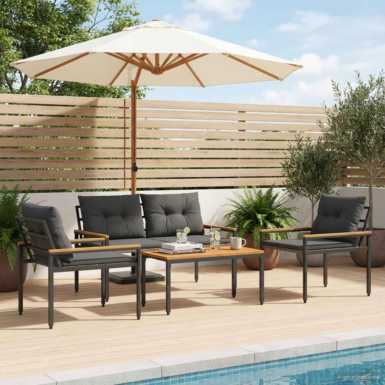Vidaxl - Ensemble de meubles d'extérieur 4 pcs-Salons de jardin 4 place Gris foncé - Image 1
