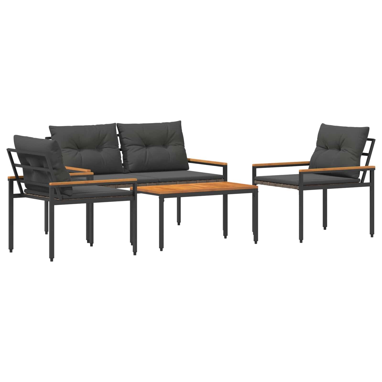 Vidaxl - Ensemble de meubles d'extérieur 4 pcs-Salons de jardin 4 place Gris foncé - Image 2