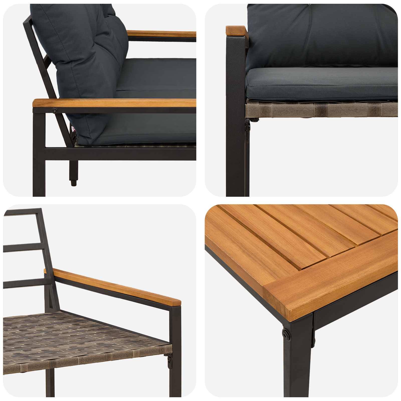 Vidaxl - Ensemble de meubles d'extérieur 4 pcs-Salons de jardin 4 place Gris foncé - Image 8