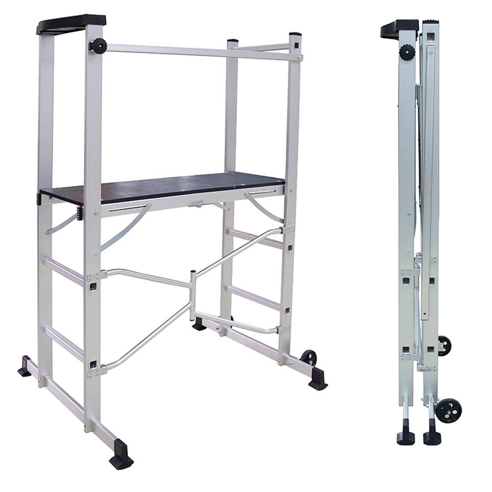 Echafaudage roulant pliable - Hauteur travail 3m - Plateforme en bois - EURO VANADIUM - Image 1