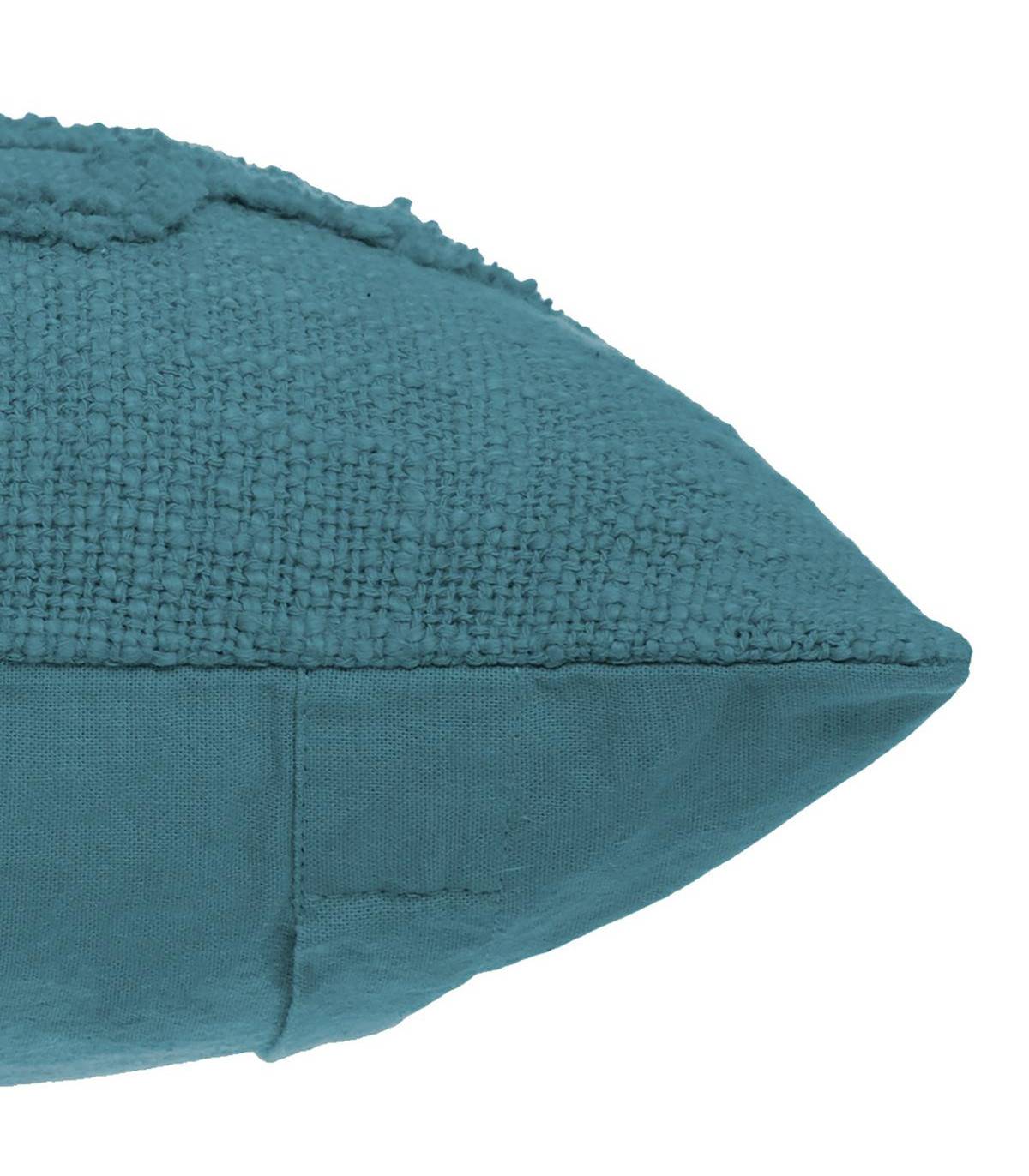 Coussin déhoussable Inca en Coton Tufté Bleu Canard 40 x 40 cm - Image 2