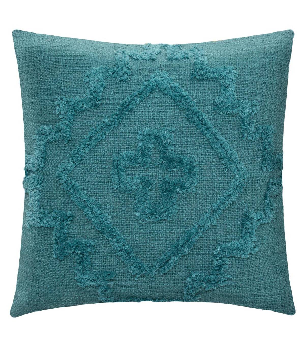 Coussin déhoussable Inca en Coton Tufté Bleu Canard 40 x 40 cm - Image 1