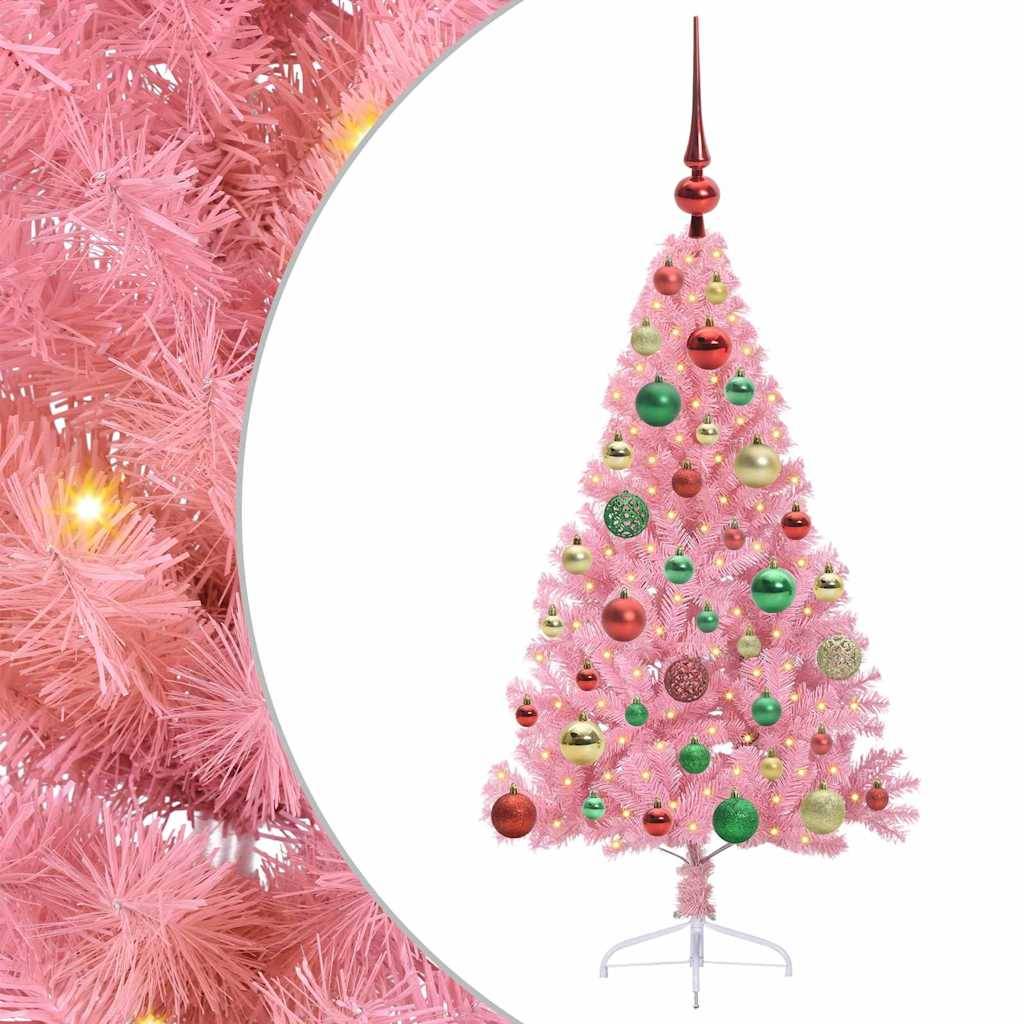 ComfortXL - Sapin de Noël Rose 120 cm Artificiel avec 61 Boules, Cimier et Guirlande 150 LED – ComfortXL Outdoor Living - Image 2