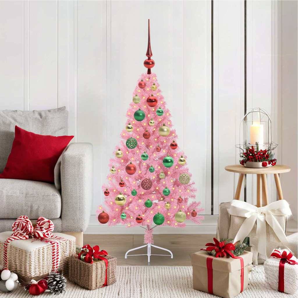 ComfortXL - Sapin de Noël Rose 120 cm Artificiel avec 61 Boules, Cimier et Guirlande 150 LED – ComfortXL Outdoor Living