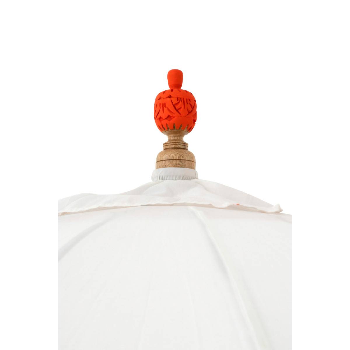 J-Line - Parasol Rond à Franges "Flavie" 180cm Écru & Orange - Image 4