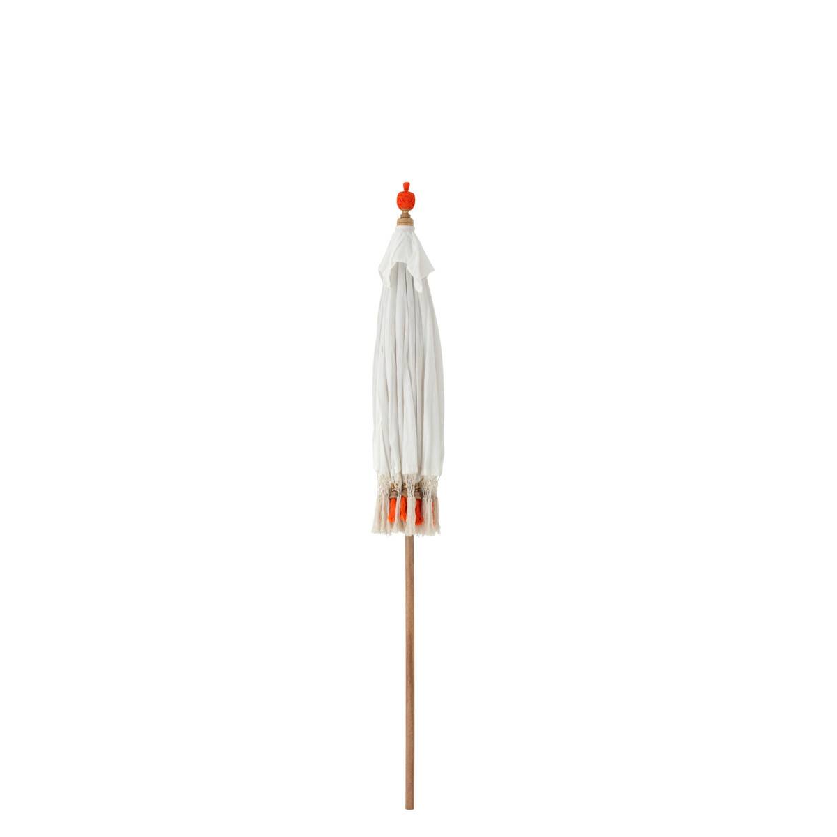 J-Line - Parasol Rond à Franges "Flavie" 180cm Écru & Orange - Image 6